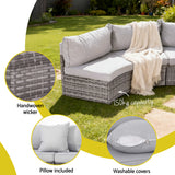 6 Seater Outdoor Sofa Set 9PCS Table Chair Set Garden Rattan Patio Furniture