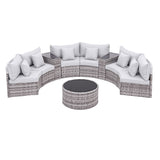 6 Seater Outdoor Sofa Set 9PCS Table Chair Set Garden Rattan Patio Furniture