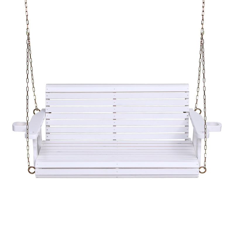 Gardeon Porch Outdoor Swing Chair With Cup Holder Wooden Furniture 2 Seater