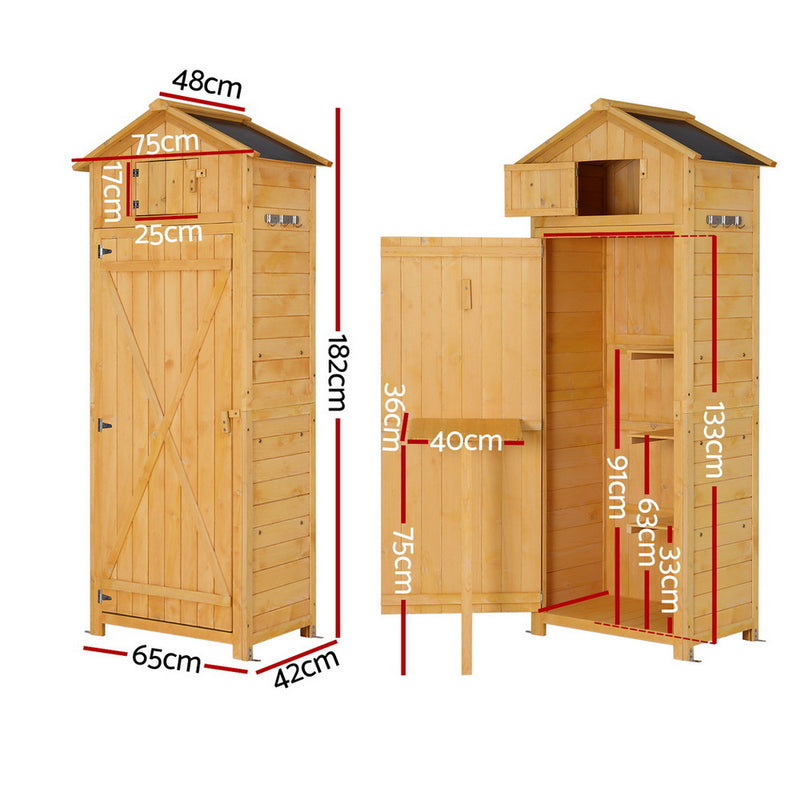 Gardeon Outdoor Storage Cabinet Cupboard Folding Table Tool Organizer Shed Adjustable