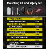 Giantz 40CC Pole Chainsaw Hedge Trimmer Brush Cutter Whipper Saw 4-Stroke 9-in-1