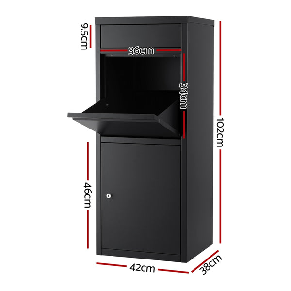 Gardeon Parcel Letterbox Drop Box Package Mailbox Black