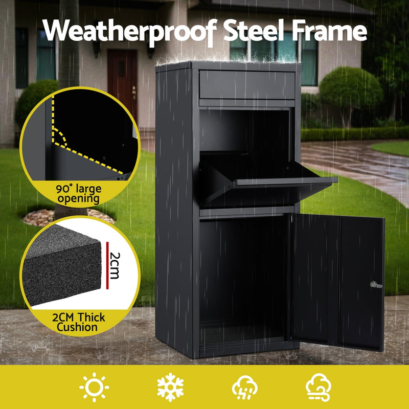 Gardeon Parcel Letterbox Drop Box Package Mailbox Black