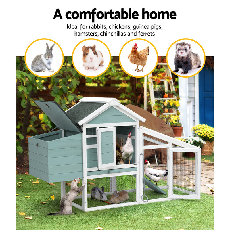 i.Pet Chicken Coop Rabbit Hutch 150cm x 60cm x 93cm Large Chicken Coop House Run Cage Wooden
