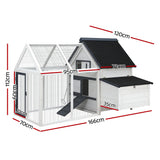 i.Pet Chicken Coop Rabbit Hutch 166cm x 120cm x 112cm Large Chicken Coop House Run Cage Wooden