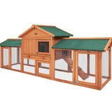 i.Pet Chicken Coop Rabbit Hutch 220cm x 44cm x 84cm Large Chicken Coop Run Wooden Outdoor Cage House