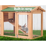 i.Pet Chicken Coop Rabbit Hutch 138cm x 44cm x 85cm Large Chicken Coop House Run Cage Wooden Outdoor