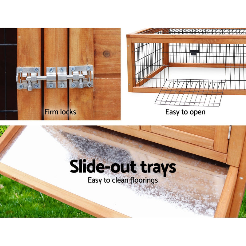 i.Pet Chicken Coop Rabbit Hutch 155cm x 49cm x 90cm Large Chicken Coop Wooden Run Cage House Outdoor