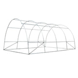Powder-coated steel frame tunnel greenhouse 4x3x2m with PE mesh cover side view