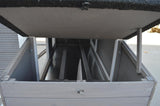 Removable wooden perches and pull out cleaning tray inside the XXL poultry coop