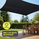 Sun Shade Sail Cloth 98% UV Block Outdoor Canopy Rectangle 5X6M Black