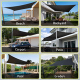 Sun Shade Sail Cloth 98% UV Block Outdoor Canopy Rectangle 5X6M Black