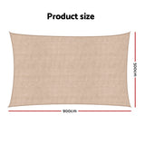 Sun Shade Sail Cloth 98% UV Block Outdoor Canopy Rectangle 5X9M Beige