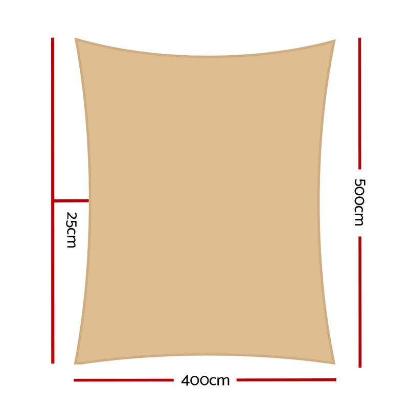 Waterproof Shade Sail | 4x5m | Rectangle Sand 95% Shade Cloth | Instahut
