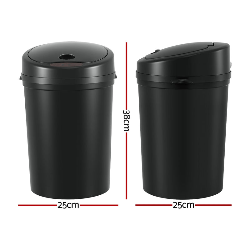Devanti Sensor Bin Motion Rubbish Bins Kitchen Automatic Trash Can Black 9L