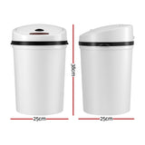Devanti Sensor Bin Motion Rubbish Bins Kitchen Automatic Trash Can White 9L