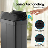 Devanti Rubbish Bin 70L Automatic Sensor Kitchen Bin, Slim Smart Garbage Can Touchless Rectangular with Liner Holder, Fully Closed Lid for Bedroom, Bathroom, Living Room, Black