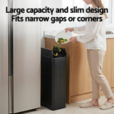 Devanti Rubbish Bin 70L Automatic Sensor Kitchen Bin, Slim Smart Garbage Can Touchless Rectangular with Liner Holder, Fully Closed Lid for Bedroom, Bathroom, Living Room, Black