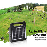 10km Electric Fence Energiser | Solar Energizer Charger Farm Animal 0.3J | Giantz