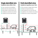 10km Electric Fence Energiser | Solar Energizer Charger Farm Animal 0.3J | Giantz