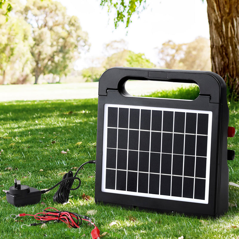 10km Electric Fence Energiser | Solar Energizer Charger Farm Animal 0.3J | Giantz