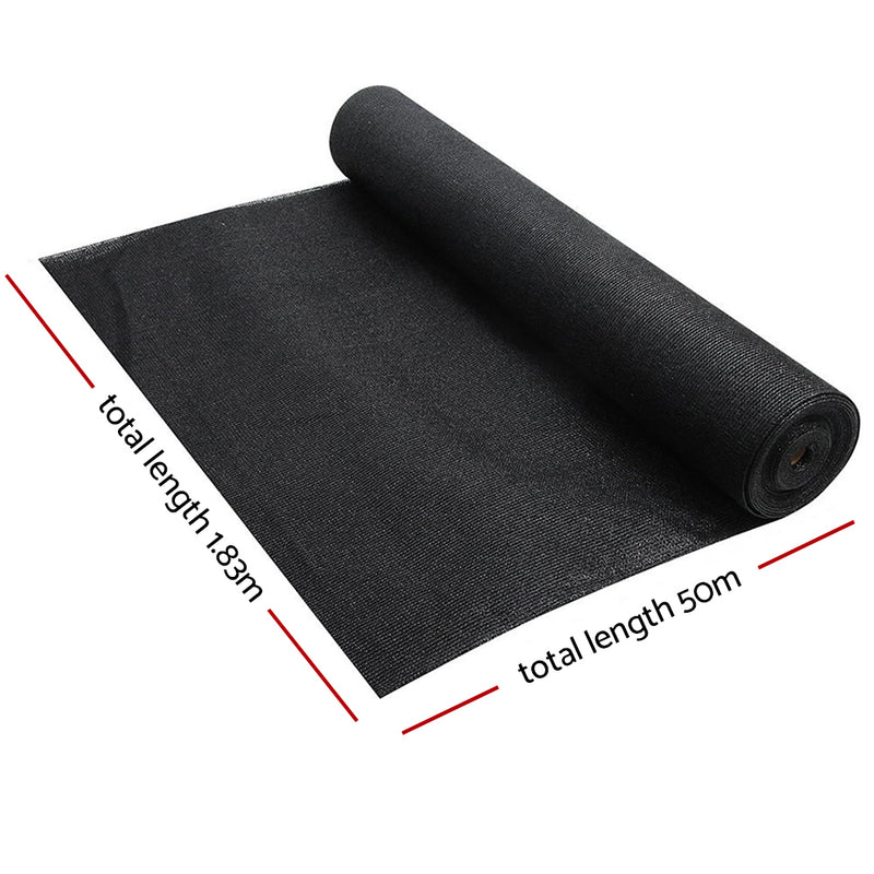 Instahut 70% Shade Cloth 1.83x50m Shade Cloth Sail Heavy Duty Shadecloth Garden Mesh Roll BK