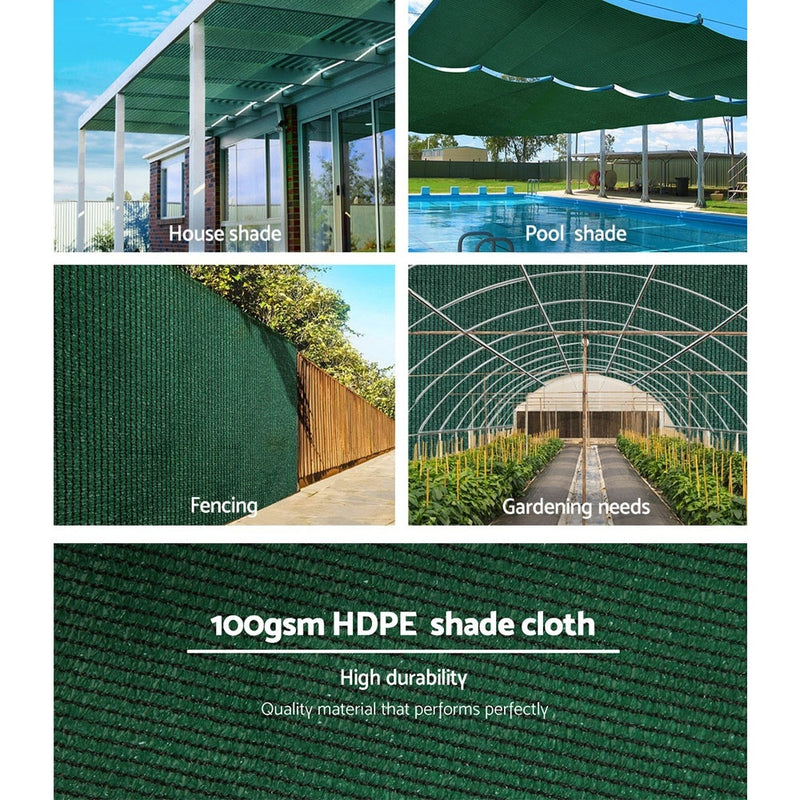 Instahut 50% Shade Cloth 3.66x10m Shade Cloth Sail Heavy Duty Shadecloth Garden Mesh Roll Green