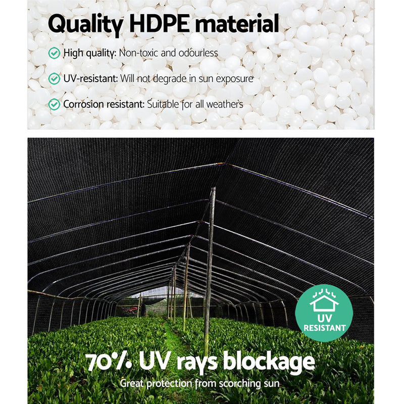 Instahut 70% Shade Cloth 3.66x30m Shade Cloth Sail Heavy Duty Shadecloth Garden Mesh Roll BK