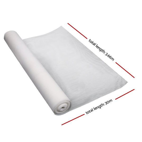 Instahut 90% Shade Cloth 3.66x30m Shadecloth Wide Heavy Duty White