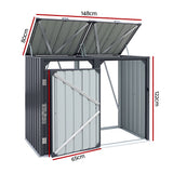 Bin Shed Double Wheelie Waste Bins Storage Steel Garden Enclosure Grey