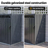 Bin Shed Double Wheelie Waste Bins Storage Steel Garden Enclosure Grey