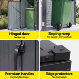 Bin Shed Double Wheelie Waste Bins Storage Steel Garden Enclosure Grey
