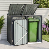 Bin Shed Double Wheelie Waste Bins Storage Steel Garden Enclosure Grey