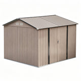 3X3M Garden Shed Outdoor Storage Backyard Tool Shed Galvanized Steel Brown