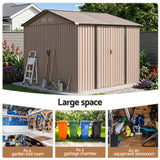 3X3M Garden Shed Outdoor Storage Backyard Tool Shed Galvanized Steel Brown