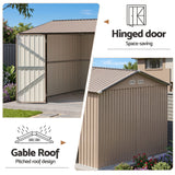 3X3M Garden Shed Outdoor Storage Backyard Tool Shed Galvanized Steel Brown