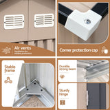 3X3M Garden Shed Outdoor Storage Backyard Tool Shed Galvanized Steel Brown