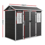 Garden Shed Resin Outdoor Storage Box 2.44x1.31M Tool Shed Backyard Black