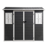 Garden Shed Resin Outdoor Storage Box 2.44x1.31M Tool Shed Backyard Black