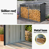 Firewood Storage Shed 334.5CM x 92CM Outdoor Log Rack Galvanised Steel Wood Holder