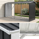 Firewood Storage Shed 334.5CM x 92CM Outdoor Log Rack Galvanised Steel Wood Holder