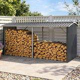 Firewood Storage Shed 334.5CM x 92CM Outdoor Log Rack Galvanised Steel Wood Holder
