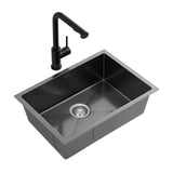 Black Stainless Steel Sink - 30x45CM With Pull Out Mixer Tap Kitchen Basin Single Bowl
