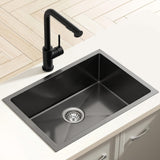 Black Stainless Steel Sink - 30x45CM With Pull Out Mixer Tap Kitchen Basin Single Bowl