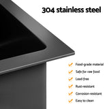 Black Stainless Steel Sink - 44x44CM With Pull Out Mixer Tap Kitchen Basin Single Bowl