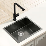 Black Stainless Steel Sink - 44x44CM With Pull Out Mixer Tap Kitchen Basin Single Bowl