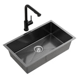 Black Stainless Steel Sink - 60x45CM With Pull Out Mixer Tap Kitchen Basin Single Bowl