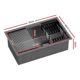 Black Stainless Steel Sink - 70x45cm - With Pull Out Mixer Tap Kitchen Basin Single Bowl