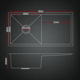 Black Stainless Steel Sink - 75x45cm - With Pull Out Mixer Tap Kitchen Basin Single Bowl