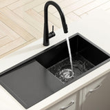 Black Stainless Steel Sink - 75x45cm - With Pull Out Mixer Tap Kitchen Basin Single Bowl